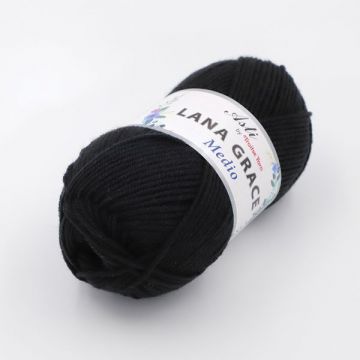  Пряжа для вязания Троицкая "LANA GRACE Medio", цвет 0140 черный
